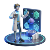 extraordinary abstract A scientist working on a holographic interface, surrounded by complex data visualizations. Futuristic style, cool colors, sense of innovation and discovery detailed png