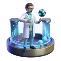 vibrant traditional A scientist working on a holographic interface, surrounded by complex data visualizations. Futuristic style, cool colors, sense of innovation and discovery detailed png