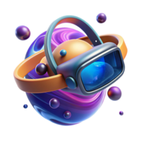extraordinary rustic A virtual reality headset floating in space, surrounded by a swirling vortex of digital data. Surreal style, vibrant colors, sense of immersion and escapism high resolution png