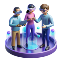 impressive rustic A group of people wearing augmented reality glasses, interacting with holographic projections. Futuristic style, cool colors, sense of connection and interaction genuine png