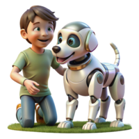 beautiful creative A futuristic robot dog playing with a child in a park, showcasing the potential of companion robots. Photorealistic style, warm lighting, sense of joy and connection exclusive png