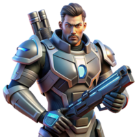 stunning rustic A futuristic soldier wearing powered armor, holding a futuristic weapon. Science fiction style, dramatic lighting, sense of power and conflict genuine png
