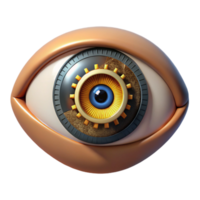 extraordinary traditional A human eye with clockwork mechanisms replacing the iris and pupil, reflecting a dim, amber glow, in a steampunk aesthetic high quality png