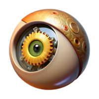 magnificent traditional A human eye with clockwork mechanisms replacing the iris and pupil, reflecting a dim, amber glow, in a steampunk aesthetic authentic png