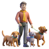 vibrant contemporary Dog walker with multiple dogs on leashes, playful scene, urban park setting, bright daylight high resolution png