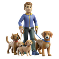 serene vintage Dog walker with multiple dogs on leashes, playful scene, urban park setting, bright daylight high resolution png