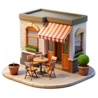 magnificent modern Open-air cafe with tables and chairs on the sidewalk, bustling atmosphere, warm afternoon light, European style original png