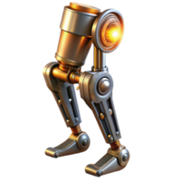 serene contemporary Biomechanical leg with exposed hydraulics and pistons, gleaming with an oily, metallic sheen, lit by a warm, industrial light, in a steampunk aesthetic original png