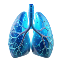 impressive vintage Human lungs interwoven with delicate, glass-like capillaries filled with glowing, fluorescent fluid, illuminated by a soft, diffused light, in a bioluminescent style professional png
