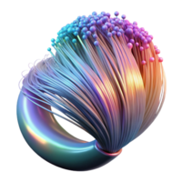 vibrant rustic Human hair interwoven with fiber optic cables, transmitting pulsating, multi-colored light, in a cyberpunk style genuine png