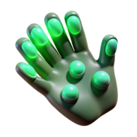 dramatic artistic Human fingers tipped with bioluminescent pads, emitting a soft, green glow, in a fantasy style authentic png