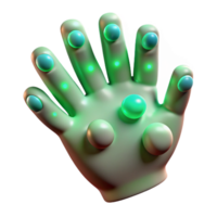 wonderful traditional Human fingers tipped with bioluminescent pads, emitting a soft, green glow, in a fantasy style authentic png