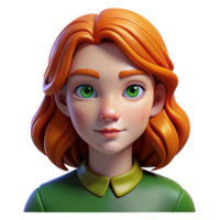 impressive artistic Portrait of a young woman with fiery red hair, freckles, and piercing green eyes, lit by a soft Rembrandt light, painted in the style of pre-raphaelite brotherhood professional png
