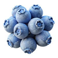 elegant artistic A cluster of ripe wild blueberries covered in a delicate layer of frost, close-up macro photography, cool blue lighting detailed png