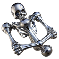 vibrant abstract Biomechanical skeletal system composed of polished, chrome bones, reflecting a bright, metallic sheen, in a futuristic aesthetic high resolution png