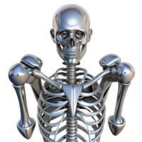 wonderful minimalist Biomechanical skeletal system composed of polished, chrome bones, reflecting a bright, metallic sheen, in a futuristic aesthetic professional png