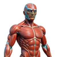 beautiful classic Human muscular system augmented with artificial fibers and actuators, exhibiting a rippling, dynamic texture, in a biopunk style authentic png