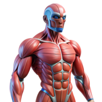 extraordinary contemporary Human muscular system augmented with artificial fibers and actuators, exhibiting a rippling, dynamic texture, in a biopunk style authentic png