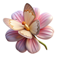 elegant artistic A delicate butterfly resting on a flower, captured in macro photography with soft, diffused lighting 4K png