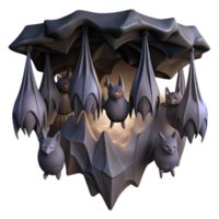 impressive contemporary A colony of bats hanging upside down in a cave, depicted in a dark, gothic style with dramatic shadows authentic png
