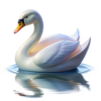 beautiful contemporary A graceful swan gliding across a calm lake, rendered in a serene, Impressionistic style with soft colors premium png