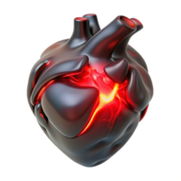 wonderful vintage A human heart made of polished obsidian beating rhythmically, emitting pulsating red light, lit by its own internal glow, Dark Surrealism style detailed png