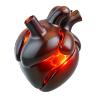 wonderful vintage A human heart made of polished obsidian beating rhythmically, emitting pulsating red light, lit by its own internal glow, Dark Surrealism style genuine png
