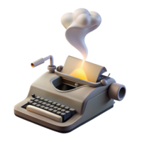 beautiful abstract A levitating typewriter typing out a stream of consciousness onto a ribbon of smoke, lit by a desk lamp casting long shadows, Surrealist Photography style premium png