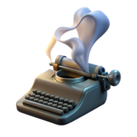 stunning minimalist A levitating typewriter typing out a stream of consciousness onto a ribbon of smoke, lit by a desk lamp casting long shadows, Surrealist Photography style genuine png