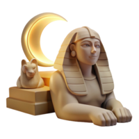 impressive classic A mysterious sphinx with the body of a lion and the head of a woman, gazing into the distance, illuminated by the soft glow of the moon. Ancient Egyptian-inspired art style genuine png