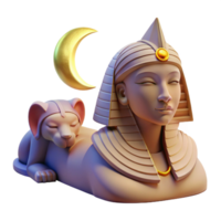 dramatic vintage A mysterious sphinx with the body of a lion and the head of a woman, gazing into the distance, illuminated by the soft glow of the moon. Ancient Egyptian-inspired art style detailed png