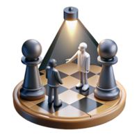 wonderful rustic A giant chessboard with human figures as pieces, locked in a dramatic standoff, lit by dramatic spotlights, Conceptual Art style high quality png