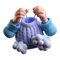 impressive rustic A pair of disembodied hands knitting a sweater made of clouds, lit by a soft, diffused light, Dreamlike style genuine png