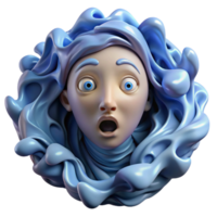 stunning vintage A human face emerging from a swirling mass of paint, with eyes wide open in astonishment, lit by a studio light, Impressionistic Surrealism style exclusive png