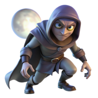 magnificent minimalist A cunning rogue sneaking through the shadows, illuminated by the faint light of the moon. Dark fantasy art style detailed png