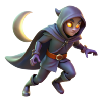 magnificent classic A cunning rogue sneaking through the shadows, illuminated by the faint light of the moon. Dark fantasy art style professional png