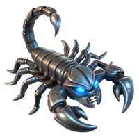 dramatic creative Biomechanical scorpion with a tail of glowing plasma and claws of polished steel, dark, moody lighting, fantasy style professional png