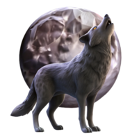 stunning classic A solitary wolf howling at the full moon, its fur illuminated by the ethereal light, in a stark, black and white style original png