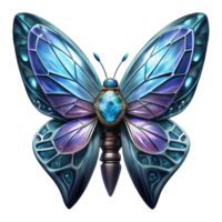 elegant rustic Biomechanical butterfly with wings of interwoven circuits and a body of glowing crystal, dramatic chiaroscuro lighting, fantasy style detailed png