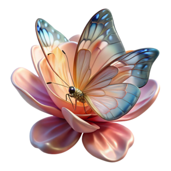 impresionante rústico un delicado mariposa con intrincadamente estampado alas, descansando en un flor, iluminado por suave luz de sol, en un macro fotografía estilo alto resolución png