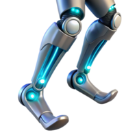 beautiful minimalist A human leg with articulated joints made of brushed steel and glowing wires, dynamic lighting, bioluminescent style high quality png