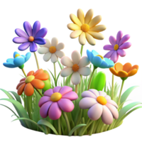 serene modern A field of colorful wildflowers swaying gently in the breeze under a summer sky. Impressionist style premium png