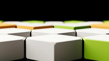 Close-up view of hexagonal tiles in various colors arranged on a dark surface photo