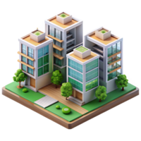 elegant rustic Microscale apartment complex, modular units, integrated green spaces, sustainable living, architectural model, original png