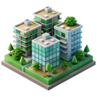 wonderful creative Microscale apartment complex, modular units, integrated green spaces, sustainable living, architectural model, authentic png