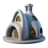 wonderful minimalist 3D-printed house, organic form, concrete material, innovative design, architectural visualization, professional png