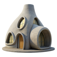 impressive creative 3D-printed house, organic form, concrete material, innovative design, architectural visualization, exclusive png