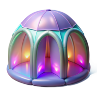 impressive minimalist Inflatable pavilion, lightweight structure, translucent material, colorful lighting, temporary architecture, digital art, high quality png