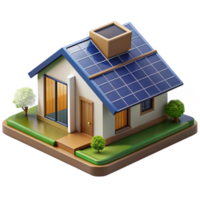 magnificent creative Solar-powered house, integrated photovoltaic panels, sustainable design, modern architecture, architectural rendering, premium png