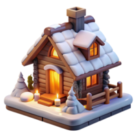 elegant classic Mountain lodge, rustic wooden construction, snow-covered roof, warm firelight, cozy and inviting style authentic png